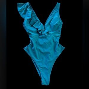 Cupshe Blue One Piece Swimsuit with Plunging V-Neckline